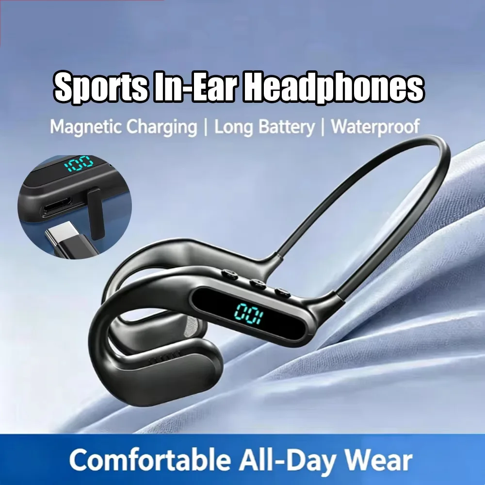 Słuchawki Bluetooth T80 z otwartym uchem i przewodnictwem kostnym, bezprzewodowe, do sportu, biegania, słuchania muzyki, jazdy na rowerze.