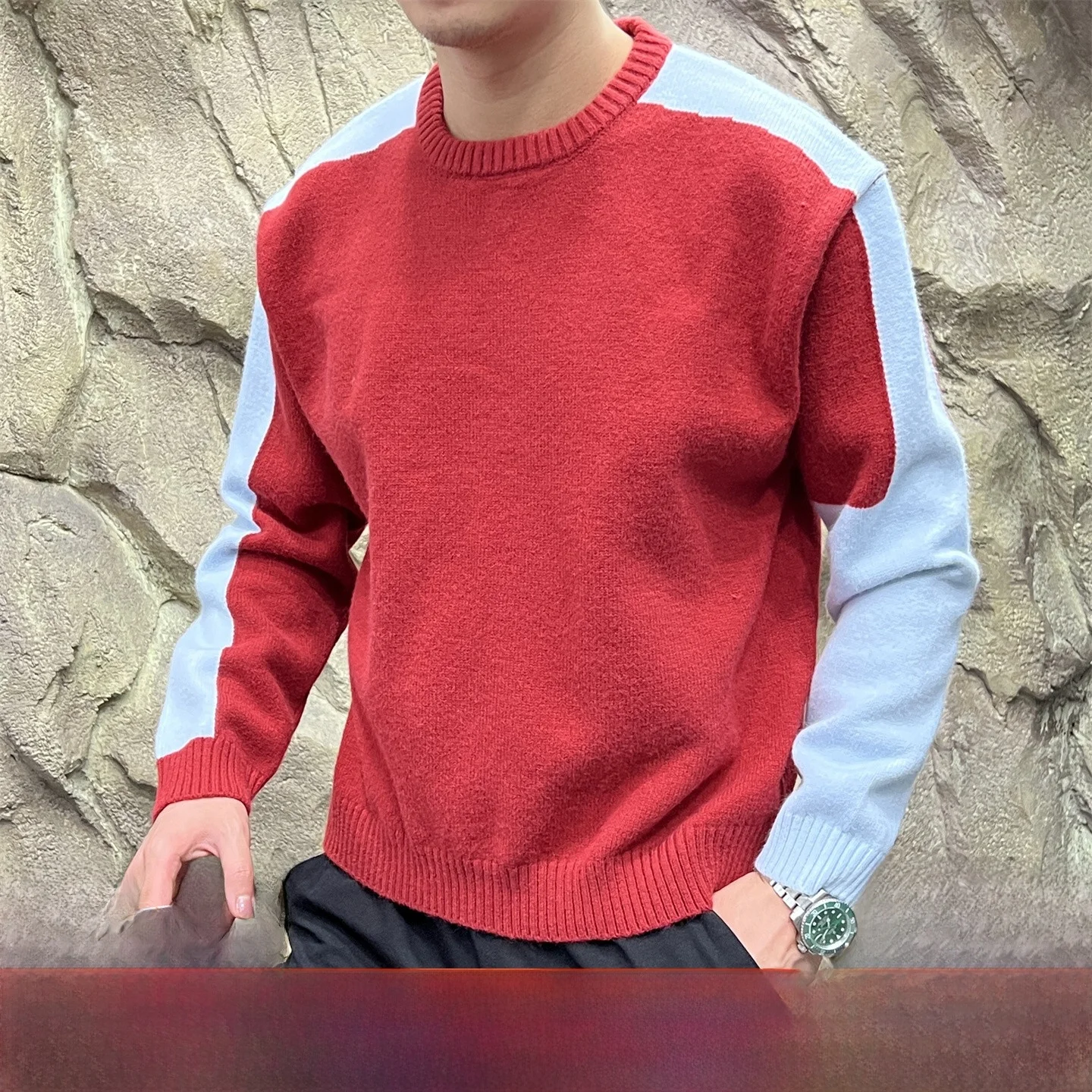 

Повседневный свободный круглый вязаный свитер цвета Blo Design Vintage Sle, мужская длинная осенняя одежда из полиэфирного волокна све