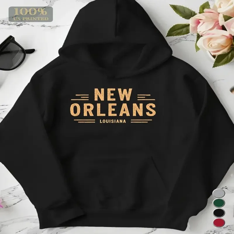 

Winter Fall Women Plus Size Clothes Female Sweatshirt Oversize New Orleans Golden Art Text Design Long Sleeve Streetwear Fashion