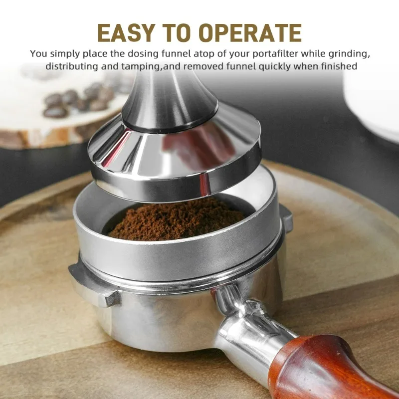 Embudo dosificador de café expreso ABS de 51/53/58mm, recolector de polvo Universal con anillo dosificador de café magnético, anillo de polvo, accesorios de café