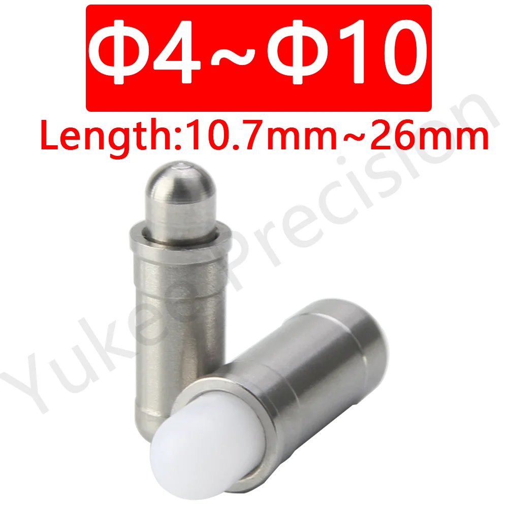 YK532 Dia:4mm~10mm Factory Supply Spring Locating Plunger Stainless Steel Body Nylon/Stainless Steel Pin Spring Loaded Plunger