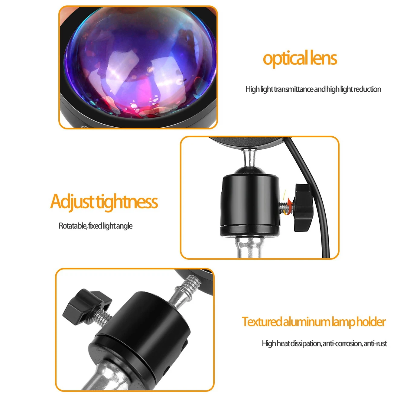 ABLU-プロジェクション雰囲気ランプ LED ナイトライト、USB プロジェクター 360 度回転写真撮影ランプ ホームルームスタジオ用