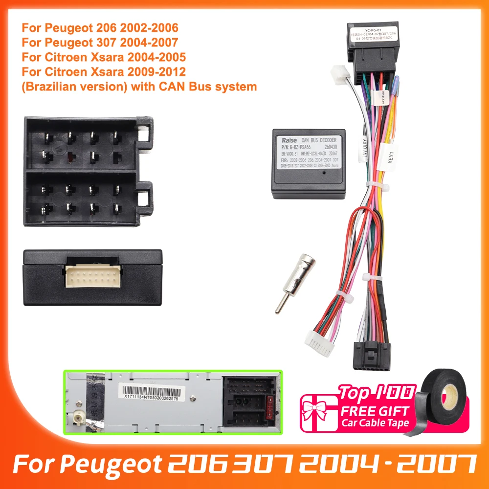 Canbus Decoder G-RZ-PSA66 16 Pin Plug To ISO Connector Android Cable for Peugeot 206 307 2004 - 2007 Citroen Xsara 2004 - 2005