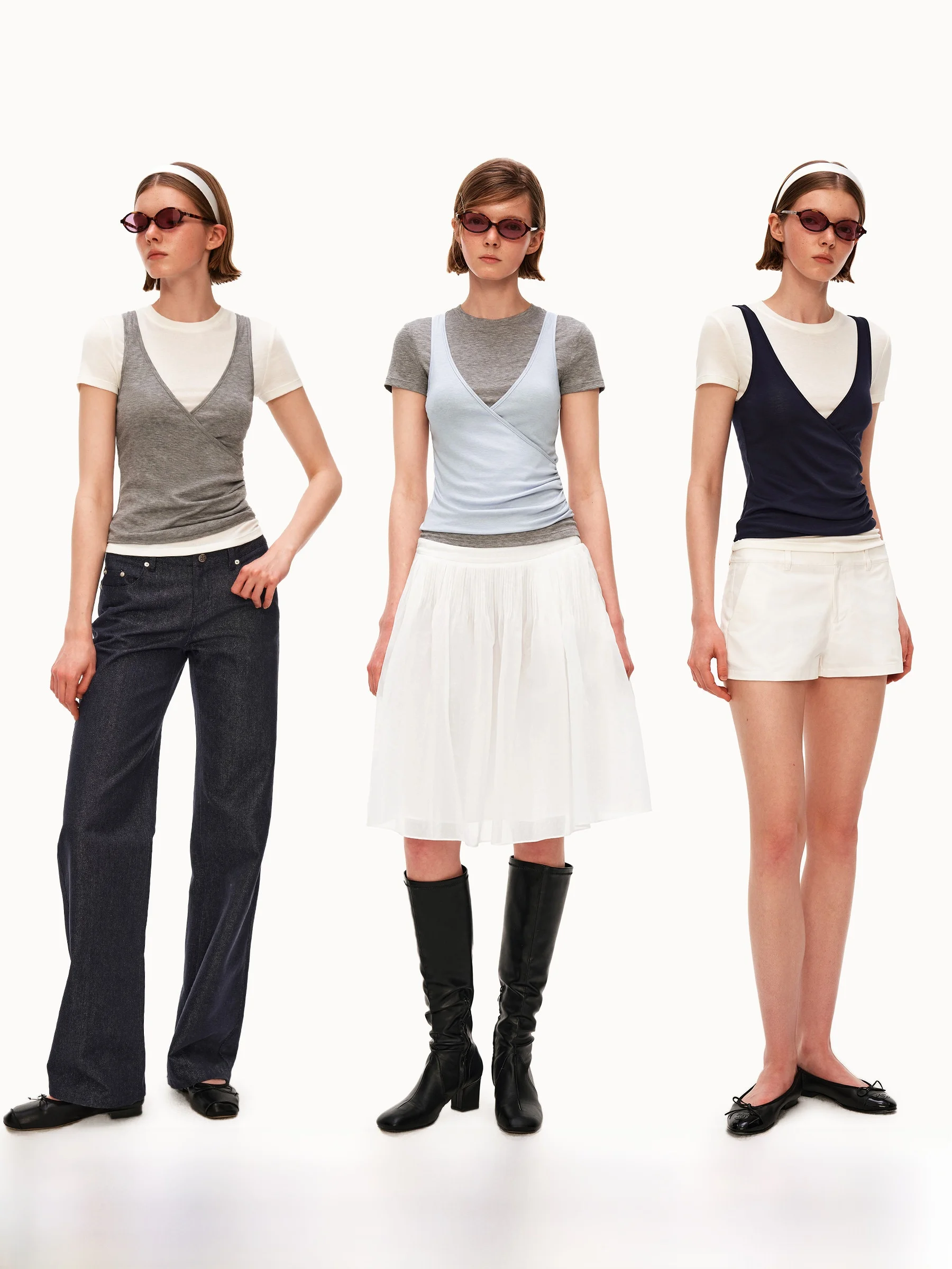 

PUKI Casual Sle V-Ne T-irt Women's Slim Fit ort Sve Dstring Color Blo Top Casual Wear for Ladies