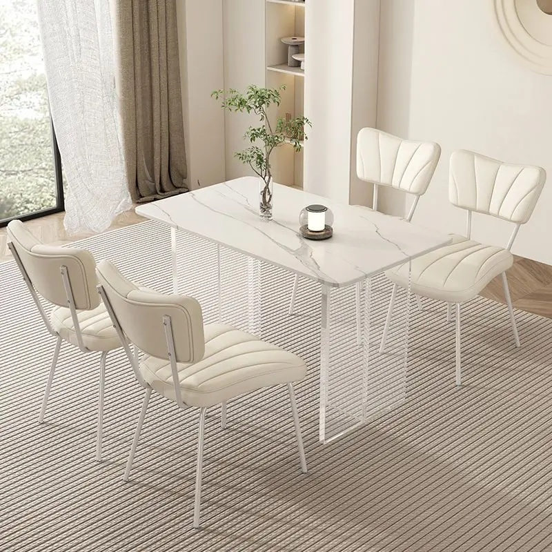 

Cream Style Dining Chair Home Modern Simple Backrest Living Room Chairs Vanity Chair Lounge Chairs Bedroom Nordic Dressing Stool