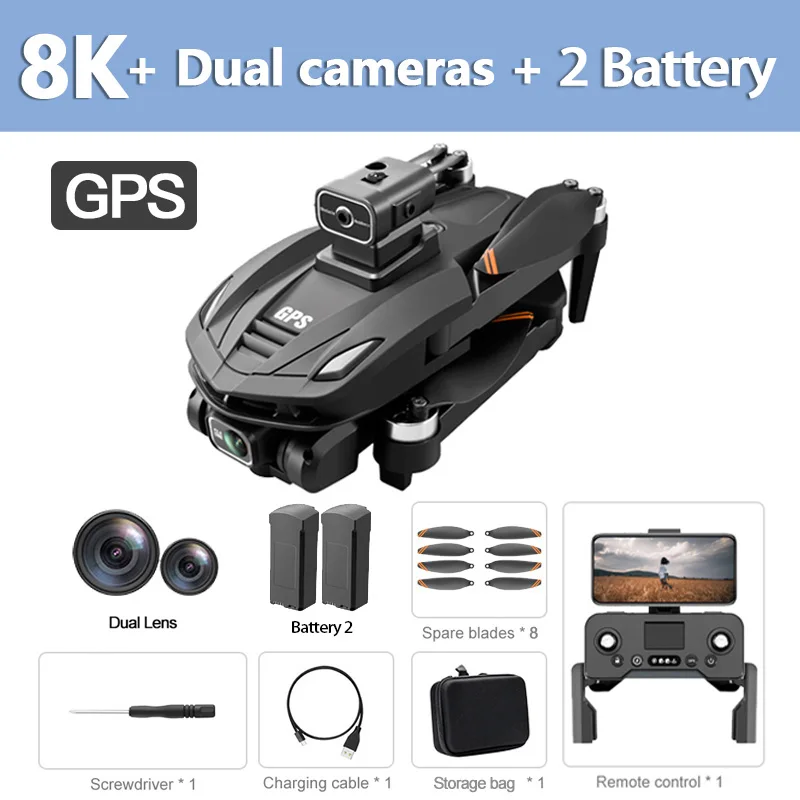 Xiaomi V168GPS Drone 8K 5G HD Aerial Photography Dual-Camera Omnidirectional Obstacle Brushless Avoidance Quadcopter RC Toys