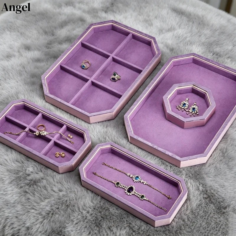 Palace Pink Velvet Jewelry Box with Lid, Ramadan Gift Storage for Bracelet Ring & Hand String, High-End Octagonal Organizer