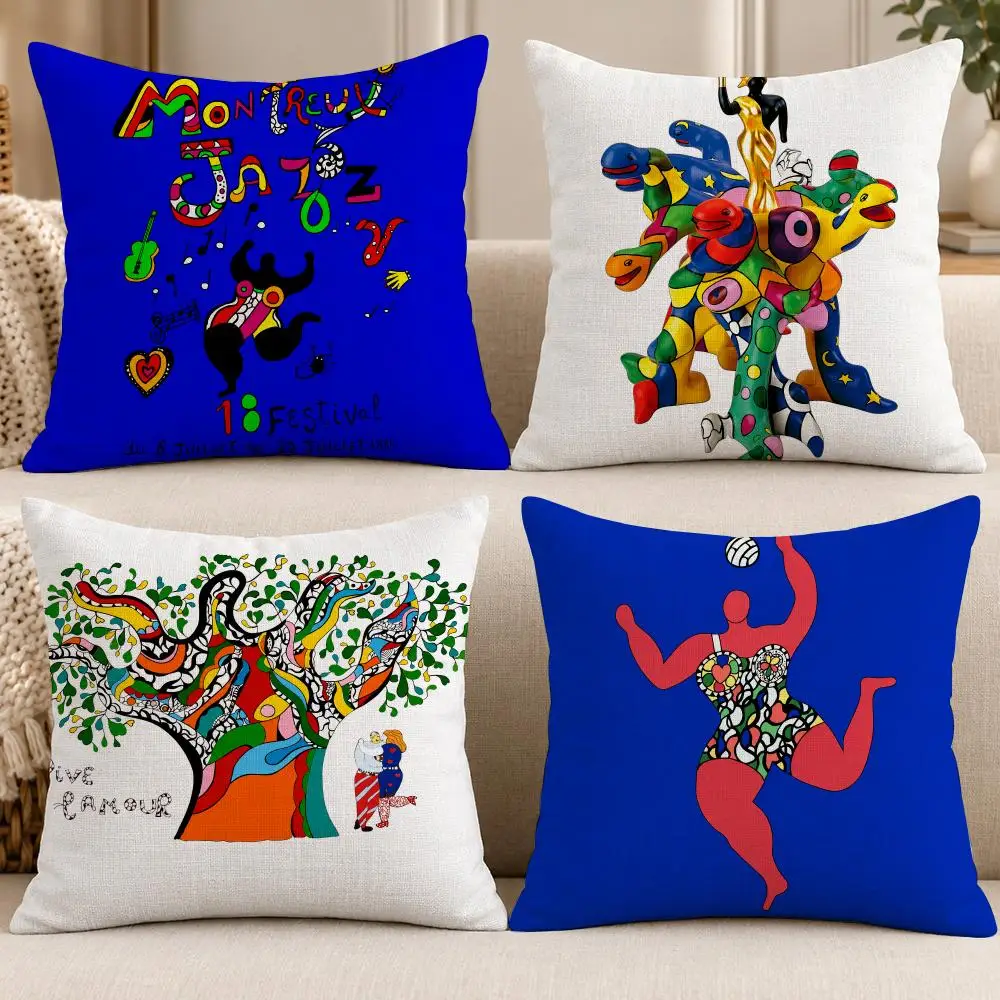 Artist Modern N-Niki de Saint Phalle Cushion Cover Soft Short Cover Washable Sofa Bed Dorm Garden Home Office Chair Decor