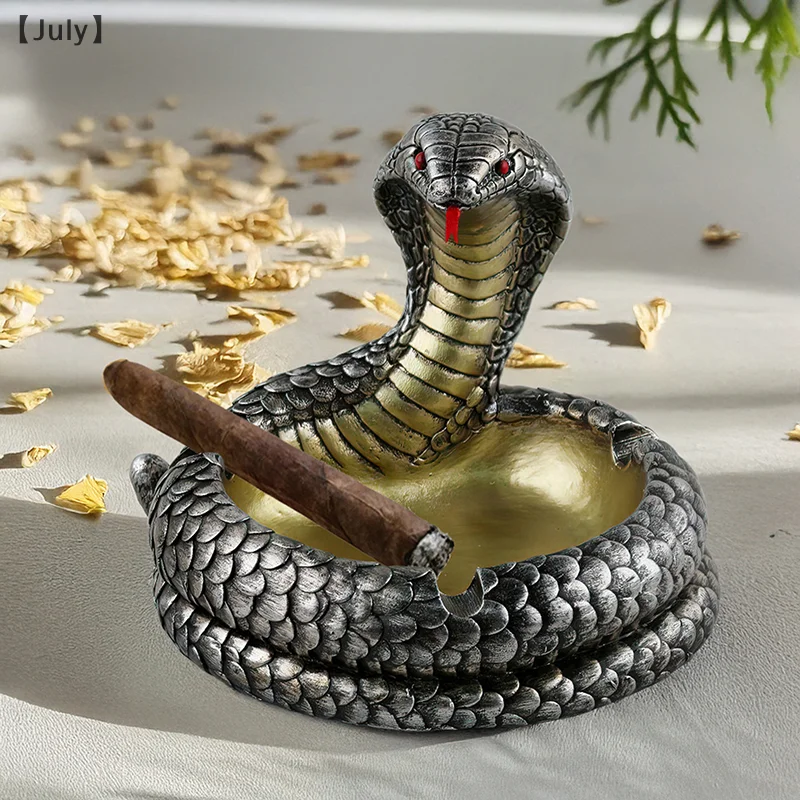 Creative Home Resin Cobra Ashtray Ornament Craft Home Simulation Animal Serpentine Ashtray Desktop Decoration