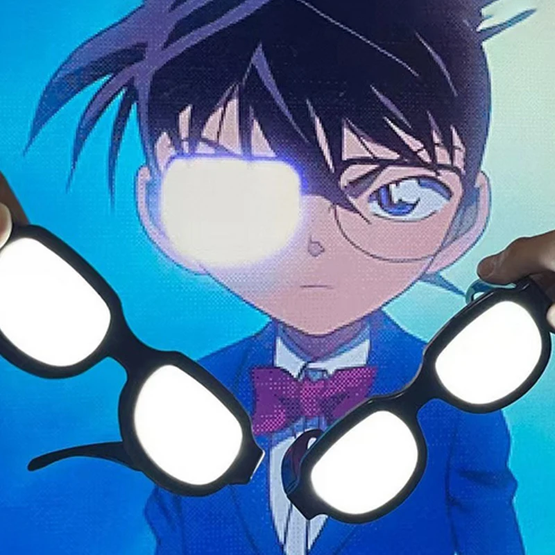 Japan Anime Detective Conan LED Light up Glasses color change funny Luminous crossdresser glasses Cosplay men Novelty Costumes