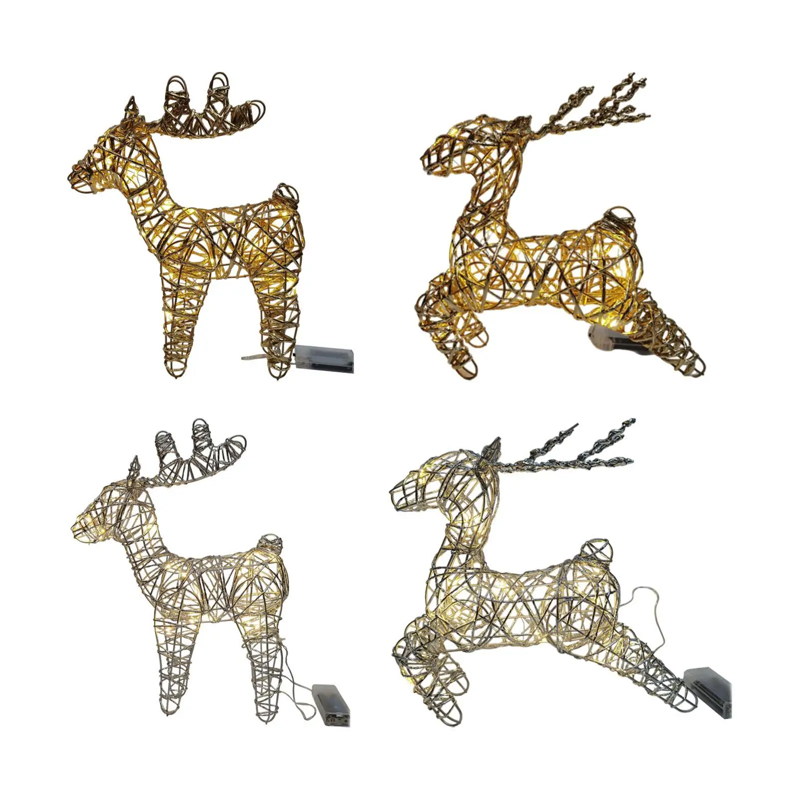 Christmas Luminous Elk Statue Iron Artwork for Bedroom Themed Party Holidays