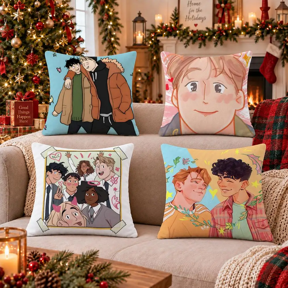 TV Series Heartstopper Cushion Cover Cushion Cover Soft Plush Cushion Covers Fluffy Throw Pillow Cases for Sofa Bedroom