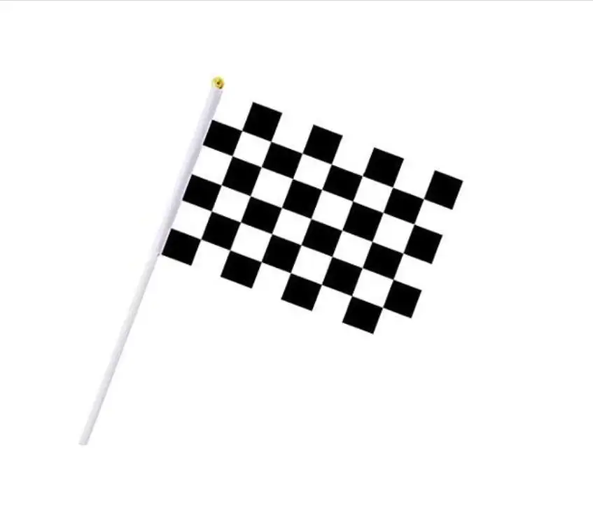 Checkered Flags Racing Polyester Flag with Plastic Hand Held Stick For Race Car Party Sport Events Decorations 8 x 5.5 Inch