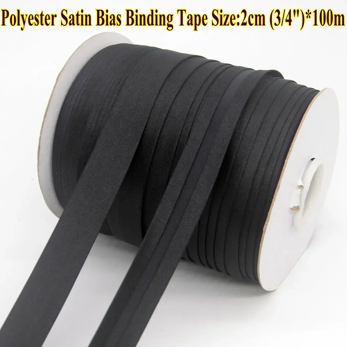 Polyester Satin Bias Binding Tape,size: 20mm,textile Cloth,Chinese Suit,100m DIY Sewing Garment Item Black