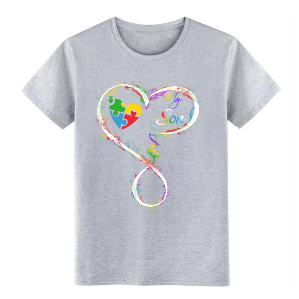 Love My Son Autism Awareness Gift T-Shirt 100% Cotton O-Neck Short Sleeve Casual Mens T-shirt Size S-3XL