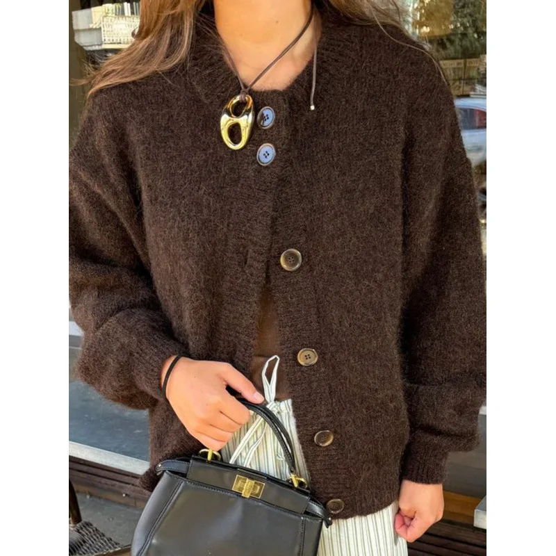 

Кардиган: толстый вязаный свитер с открытой передней частью, деревянными пуговицами и бахромой, непринужденная накидка с длинными рукавами для офиса в стиле бохо