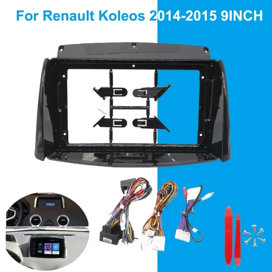 For Renault Koleos 2014-2015 9 Inch Car Radio Fascia Frame Dashboard Trim Panel Stereo Screen Mount Installation Kit