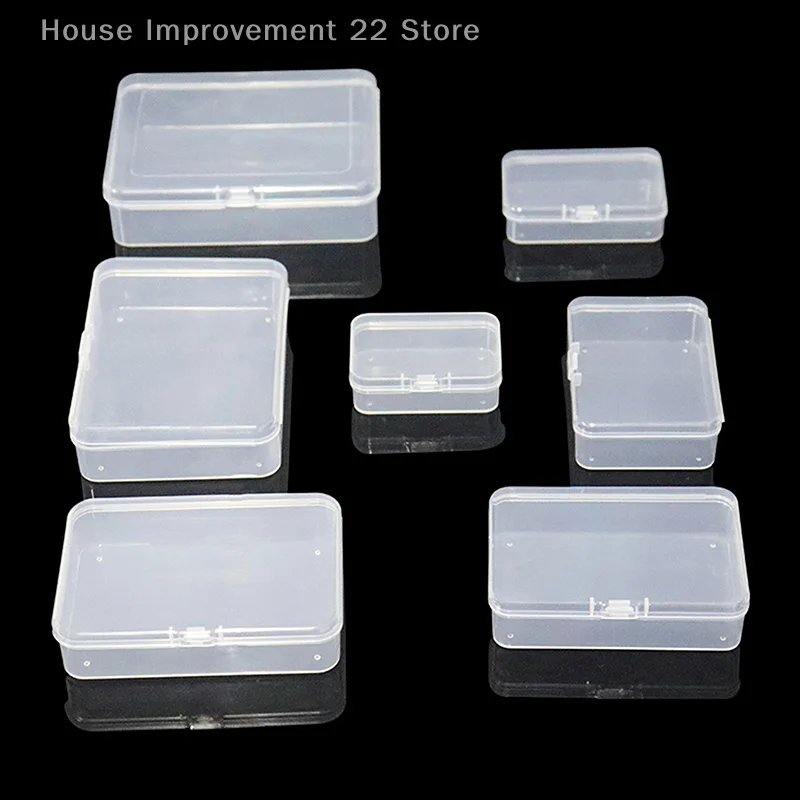 10 ชิ้นรูปสี่เหลี่ยมผืนผ้ากล่องพลาสติกโปร่งใสเครื่องประดับการ์ดกล่องเก็บเครื่องเขียนกล่องเก็บของขนาดเล็ก