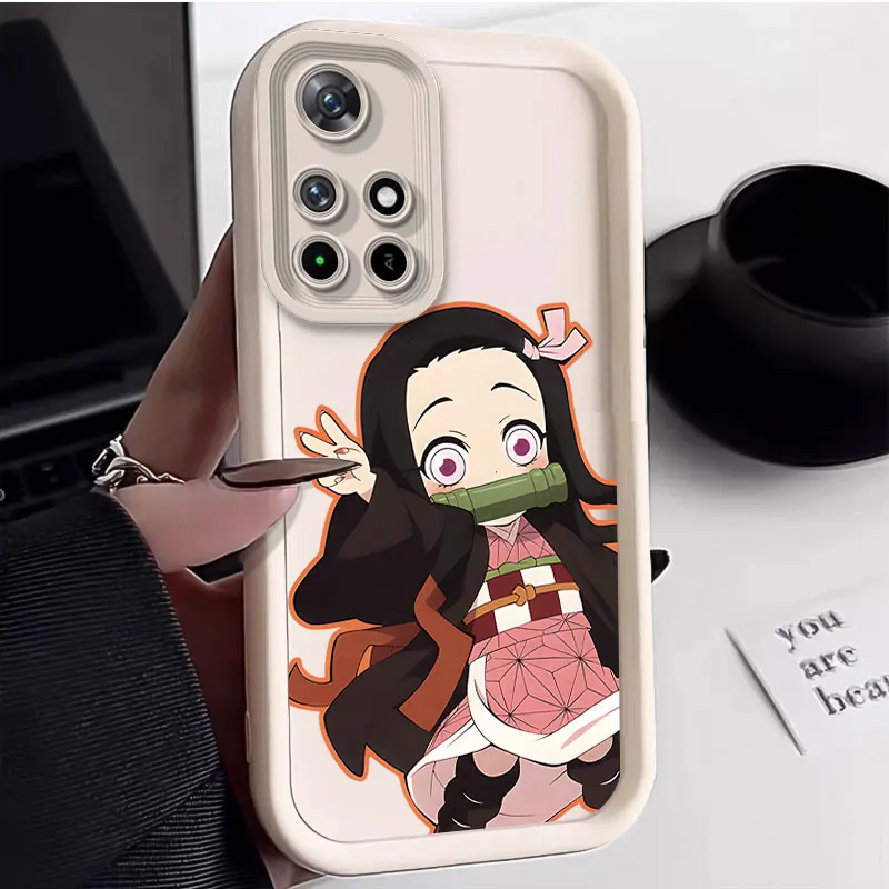 Anime D-Demon Slayer Lovely Nezuko Silicone Case for Redmi Note 13 12 11 Pro Plus 12S 11S 10S 10 9 9S 8 12C 13C Matte Cover