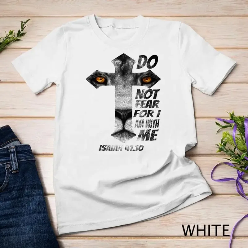 Christian Religious Bible Verse Sayings Lion Fear Scripture Unisex T shirt