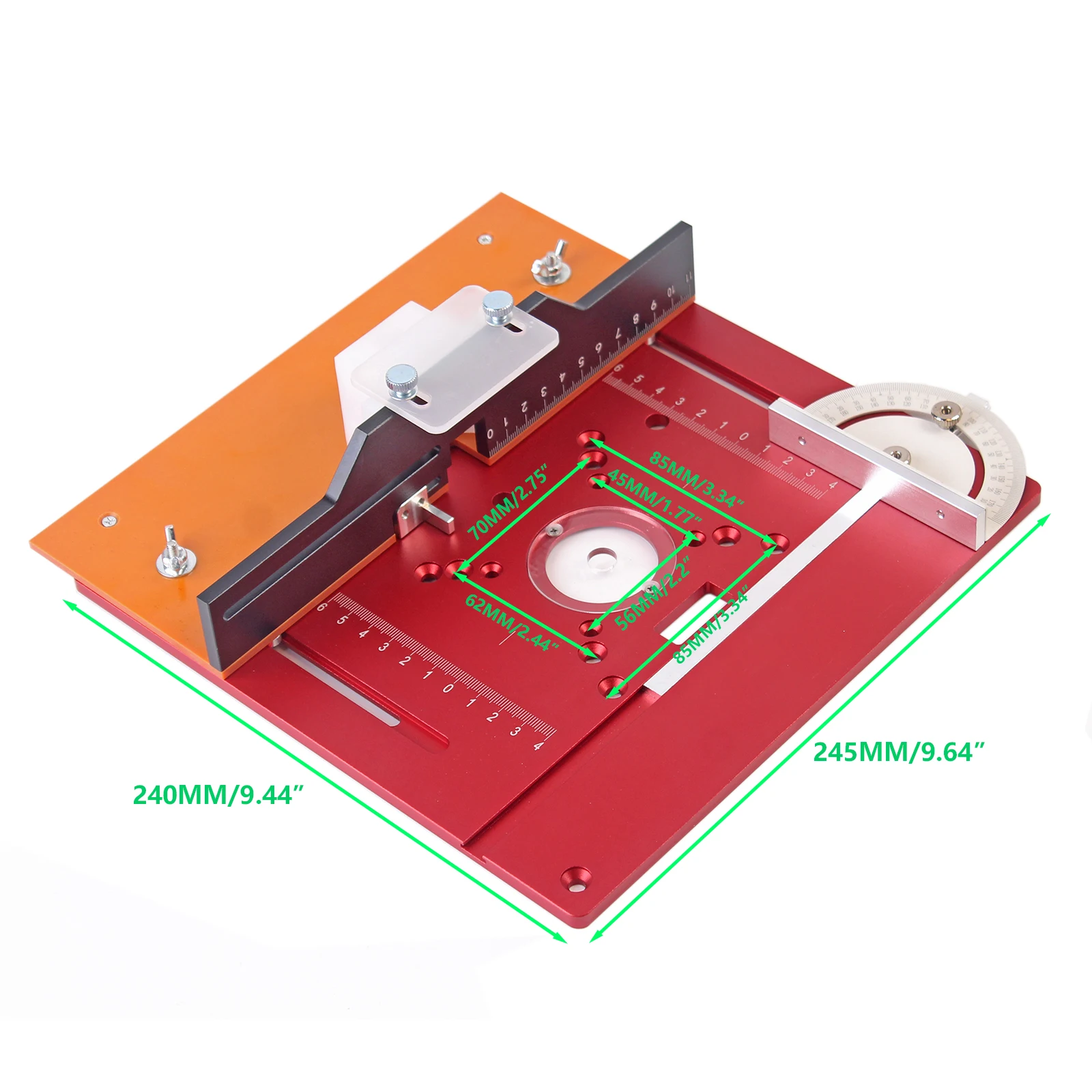 Aluminium Router Table Insert Plate Woodworking Trimmer Electric Wood Milling Flip Plate With Miter Gauge for DIY Working Benche