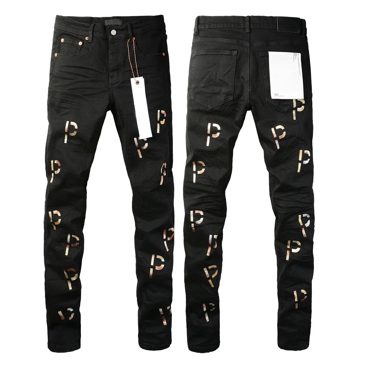 Streetwear Purples Jeans Men Fashion top quality Stamped Letter Repair Low Rise Skinny Denim brands pants 28-40 size