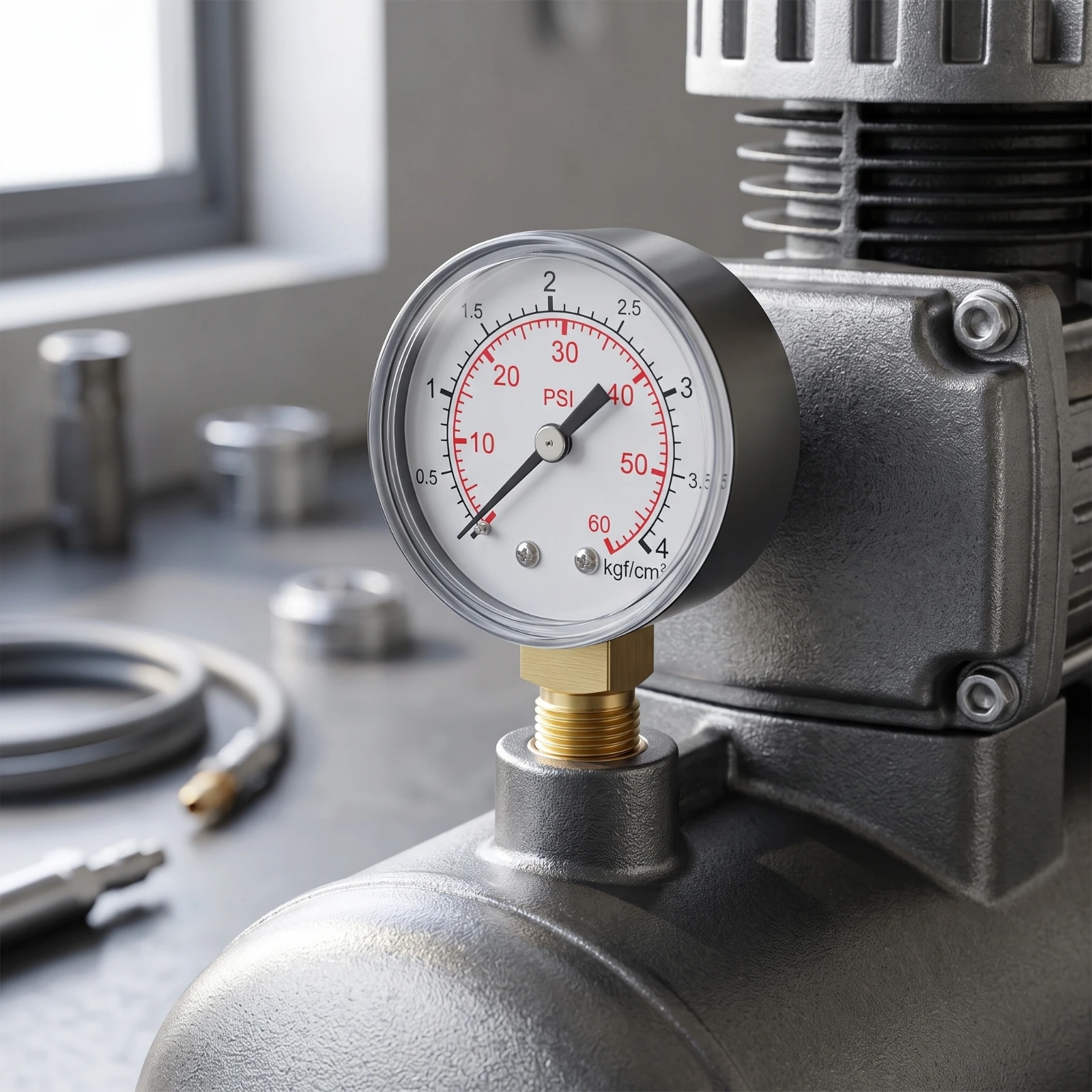 Analog Pressure Gauge Two-scaleScale Pressure Gauge with Brass Connector High-Precision Corrosion-Resistant for Technicians