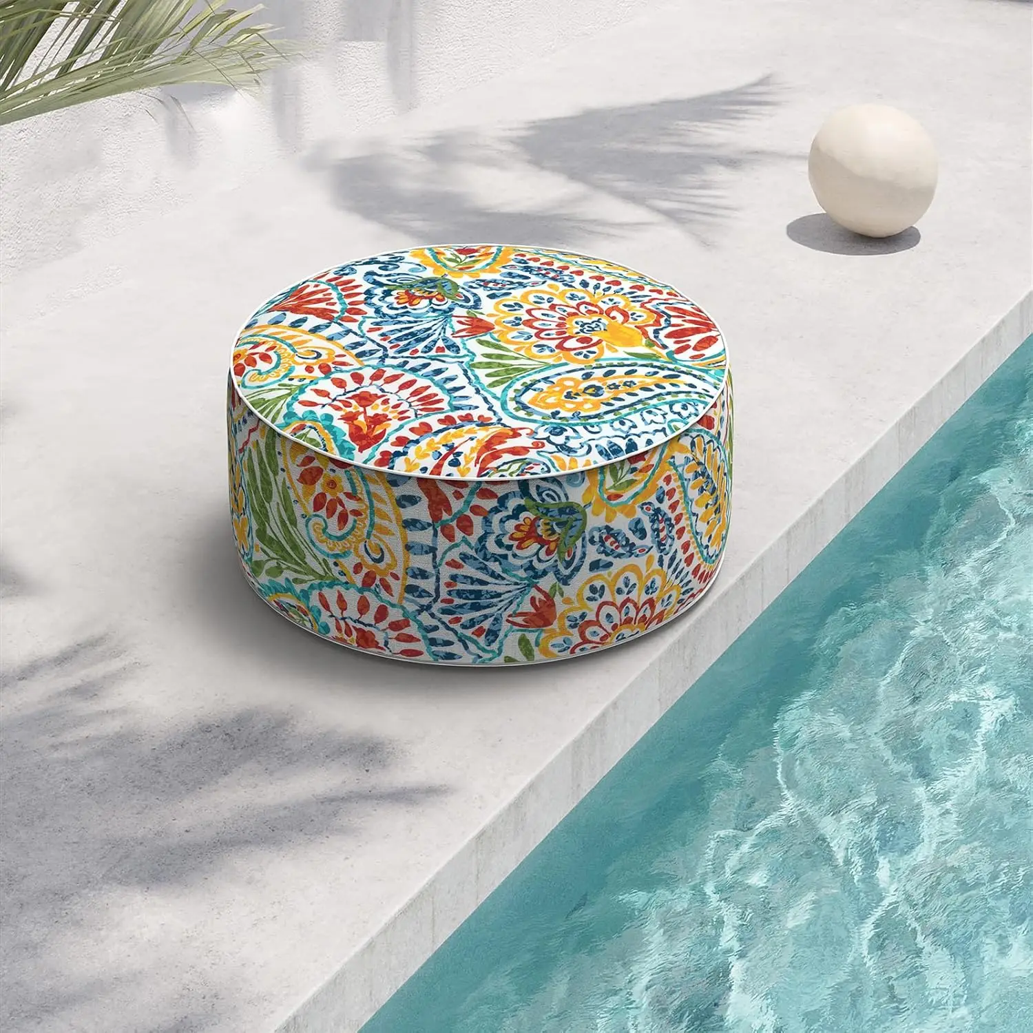 

Indoor/Outdoor Inflatable Ottoman D21 X H9 H, Round Footstool Inflatable Foot Rest Ottoman With Handle, Portable Ottomans Pouf