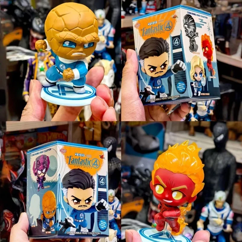 

В наличии, официальные горячие игрушки Cosbaby Fantastic 4, мини-фигурки, слепая коробка, супергерой, коллекционная фигурка, набор, подарок для фанатов