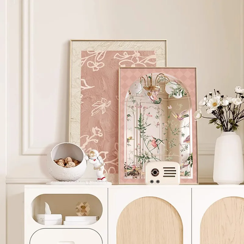 

New Chinese mirror French non-punching mirror painting decorative painting gift girl desktop