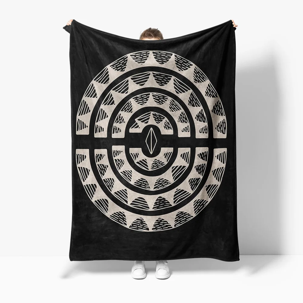 

Black Geometric Pattern Fleece Blanket Microfiber Throw Blanket Graphic Print Sofa Bed Blanket Decorative Throw for Living Room
