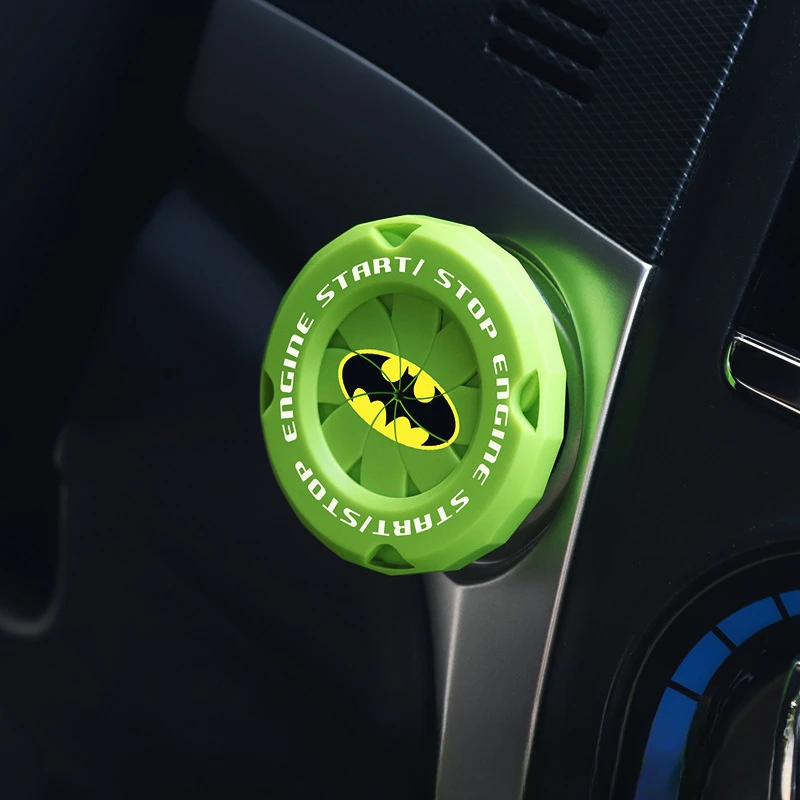 DC Comics Batman Car One-Click Engine Start Switch Button Protective Cover Decoration Sticker Car Interior Accessories Universal