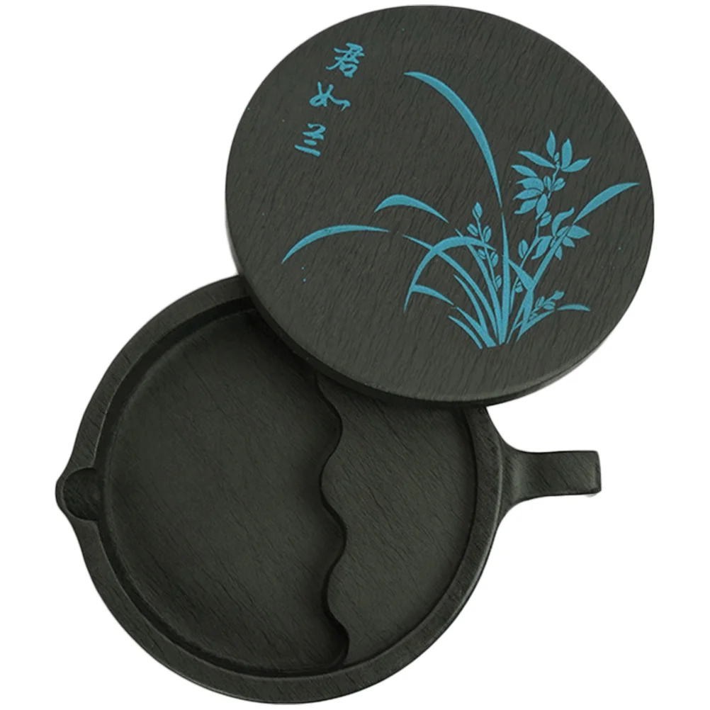 

Dust Preventive Fish Formed Orchid Inkwell Lidded Inkstone Calligraphy Inkslab Elegant Chinese Ink Holder For Writing