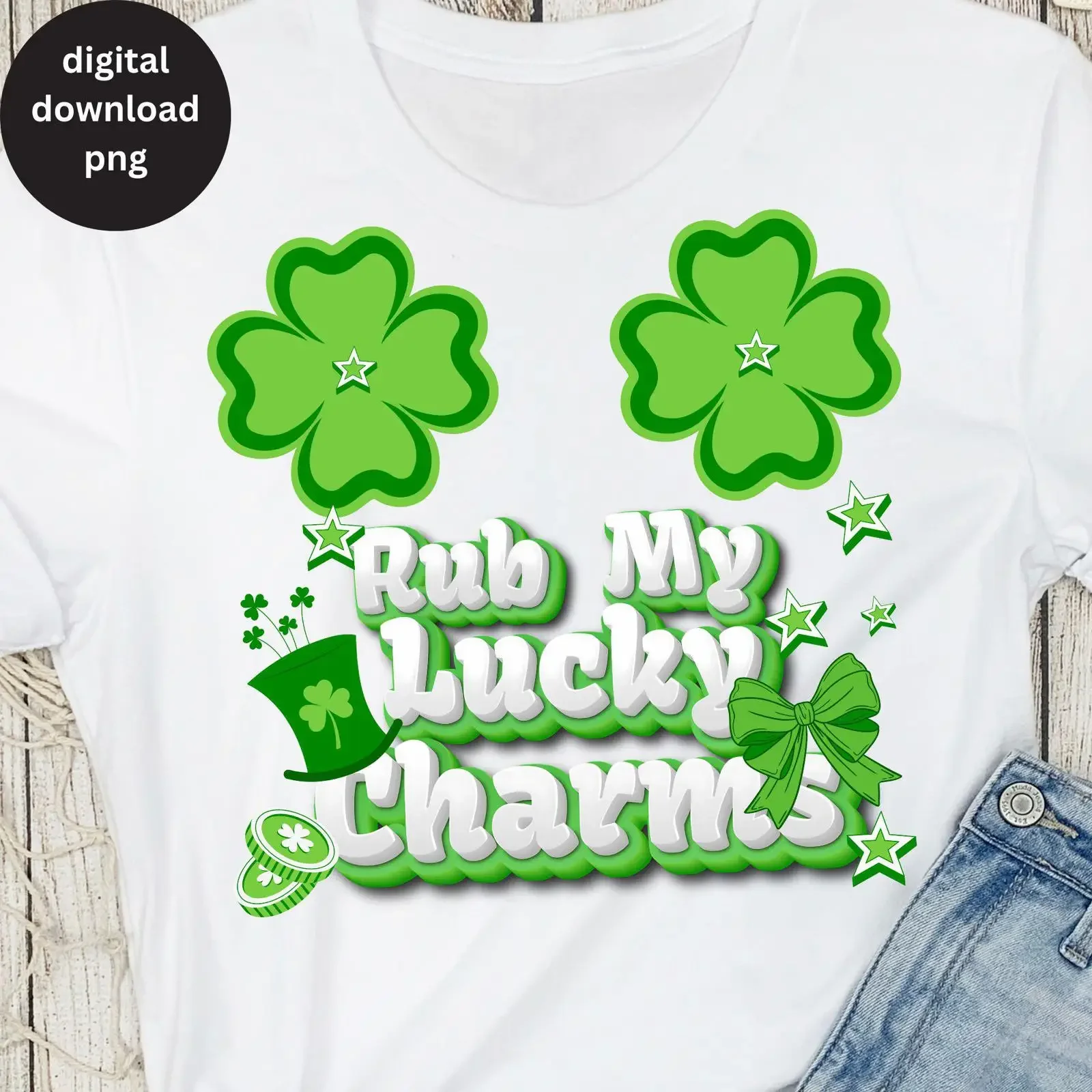 Rub My Lucky Charms St Patrick's Day PNG Funny Naughty Adult Sublimation Design for Women T Shirt Paddy's Holiday Print File