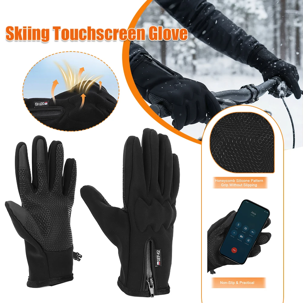 

Winter Sports Gloves with Buckle Skiing Touchscreen Glove Windproof Fleece-Lined Warm Gloves for Fishing Driving Motorcycle Ski