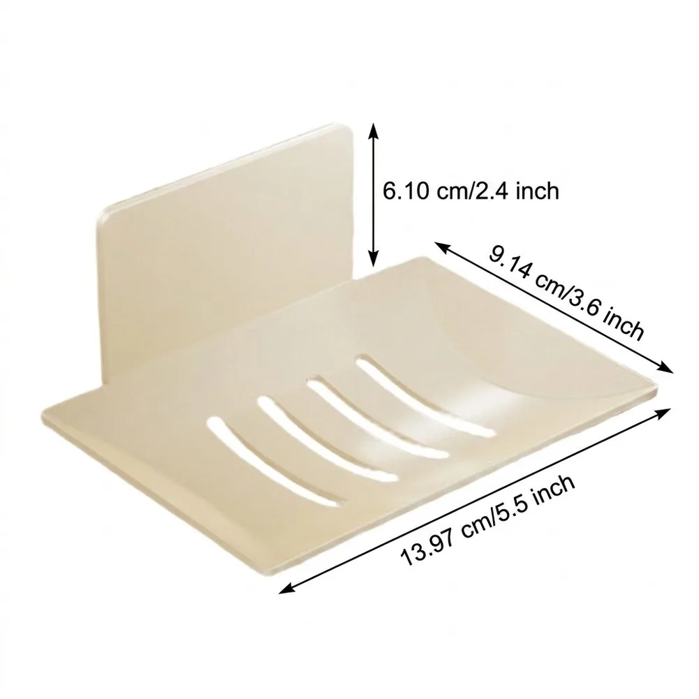 Aluminum Alloy Soap Dish White Wall Mount Soap Holder for Bathroom Shower Kitchen No Drilling Required 14 9.2 6 cm
