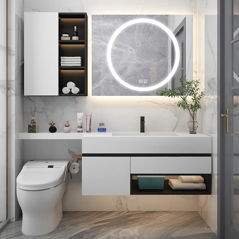 Rock slab bathroom cabinet toilet extension cabinet bathroom wash basin cabinet combination storage