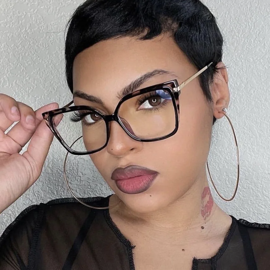 Modische Quadratische Cat-Eye-Brillenfassung aus TR90, 2025 Neue Mehrfarbige Option, Flachspiegel, Damen-Trendmodell, Einfache Blumenbrille – Detail 1