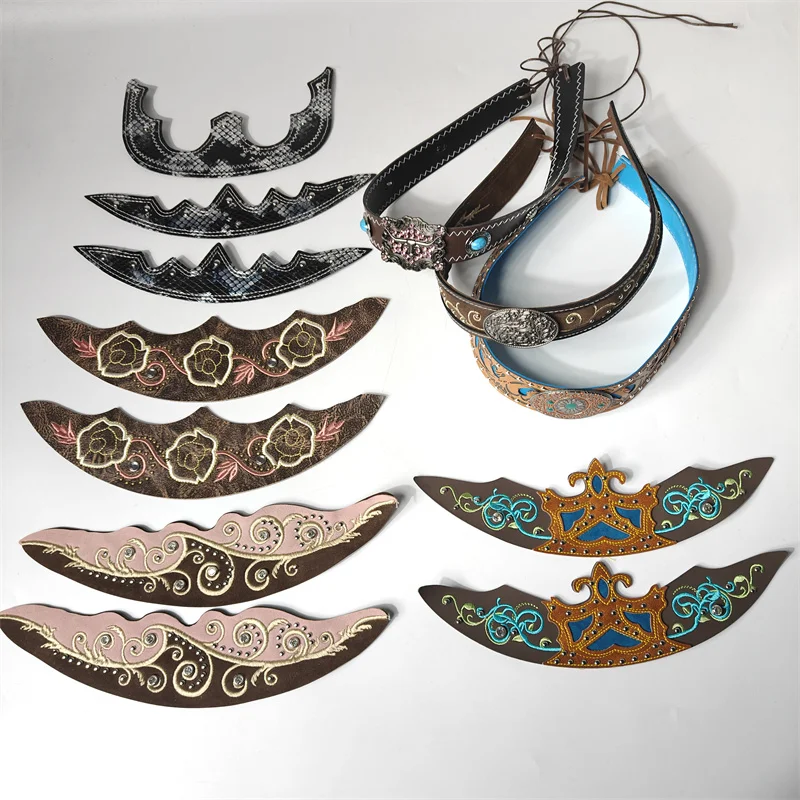 Cowboy Hat Three-piece Set Accessories Fashionable Embroidered Hatband Men's and Women's Straw Hat Accessories Outdoor Decoratio