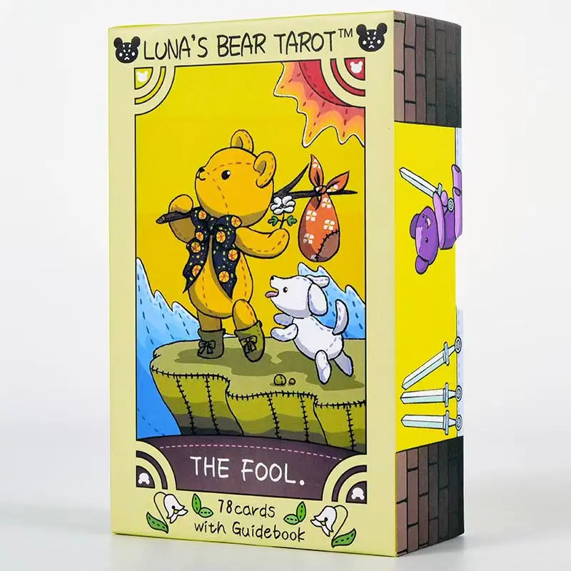 

Luna's Bear Tarot Deck 78 Pcs Cute Teddy Bear Tarot Cards In Rigid Box with Guidebook for Beginners 12*7cm