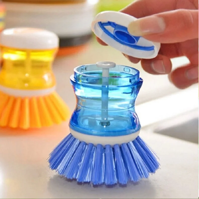 Kitchen Cleaning Brush 2 In 1 Long Handle Cleaing Brush With Removable Brush Sponge Dispenser Dishwashing Brush Kitchen Tools