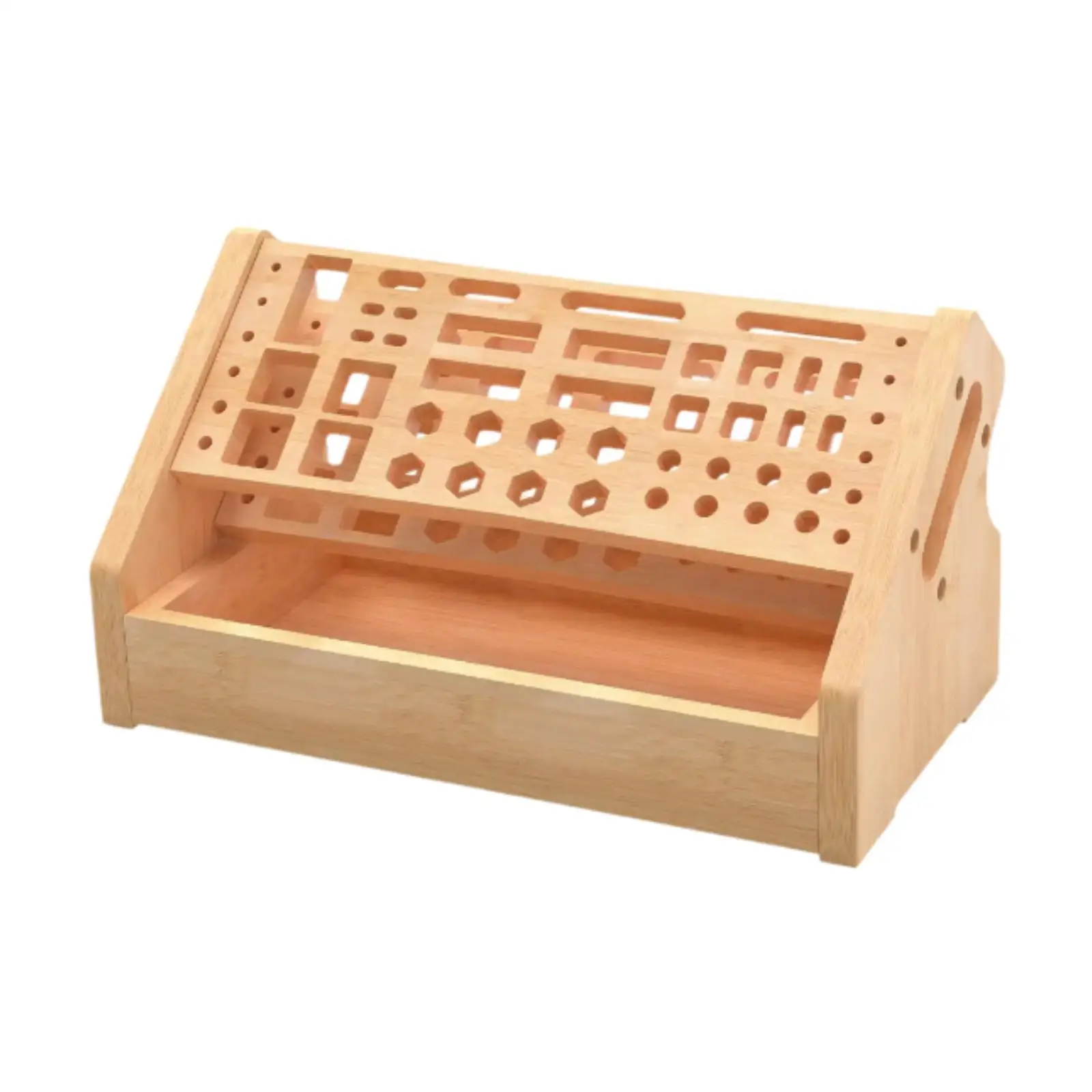 

Стеллаж для хранения отверток для настольного органайзера для отверток с 53 отверстиями, деревянный держатель ручных инструментов для ножниц, пинцетов, мастерской