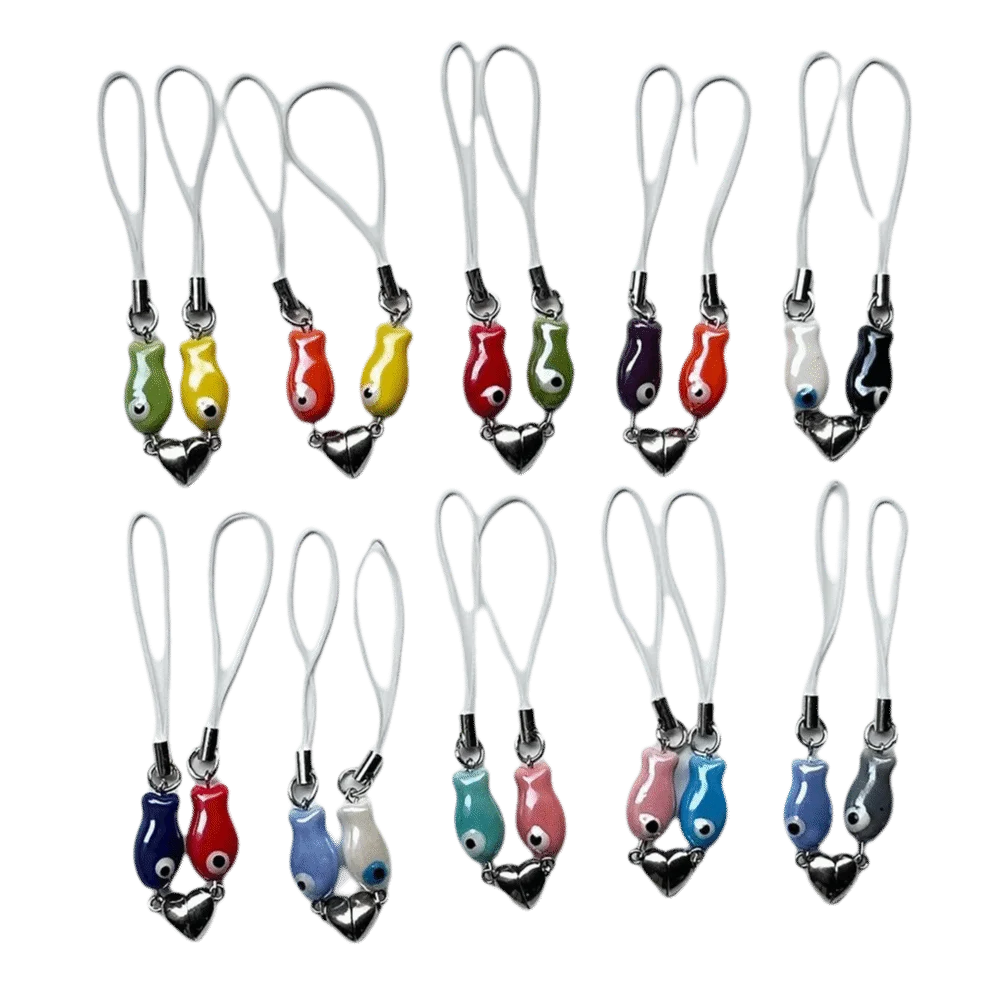Bag Charm Magnetic Matching Keychain Hanging Ornament Heart Strap Fish-Shaped Keyring Ceramic Schoolbags Couples Keychain