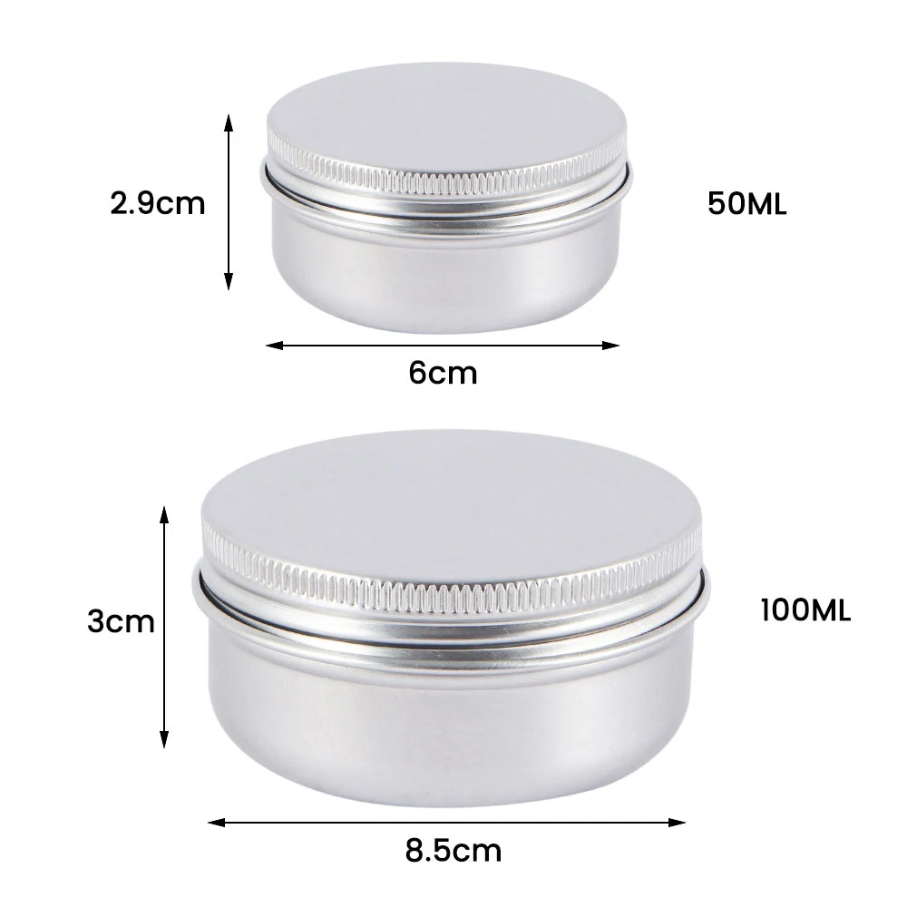 20Pcs Aluminum Jars 50/100ML Refillable Empty Metal Pot Mini Portable Jewelry Container Travel Sample Pot Organizer for Cosmetic