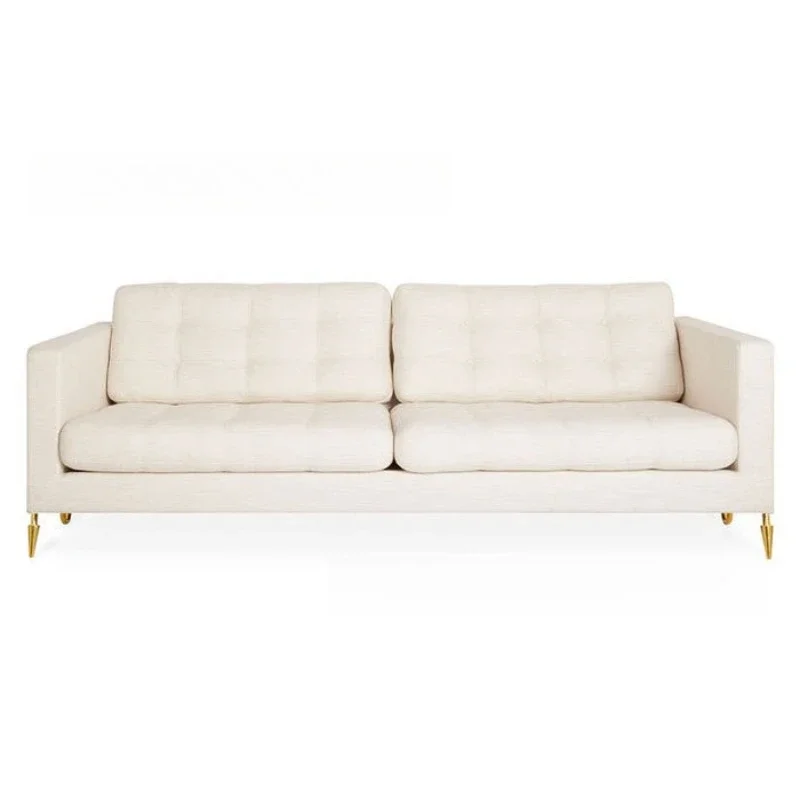 

Simple fabric double sofa Modern fashion hotel Stainless steel buckle soft bag casual three sofa