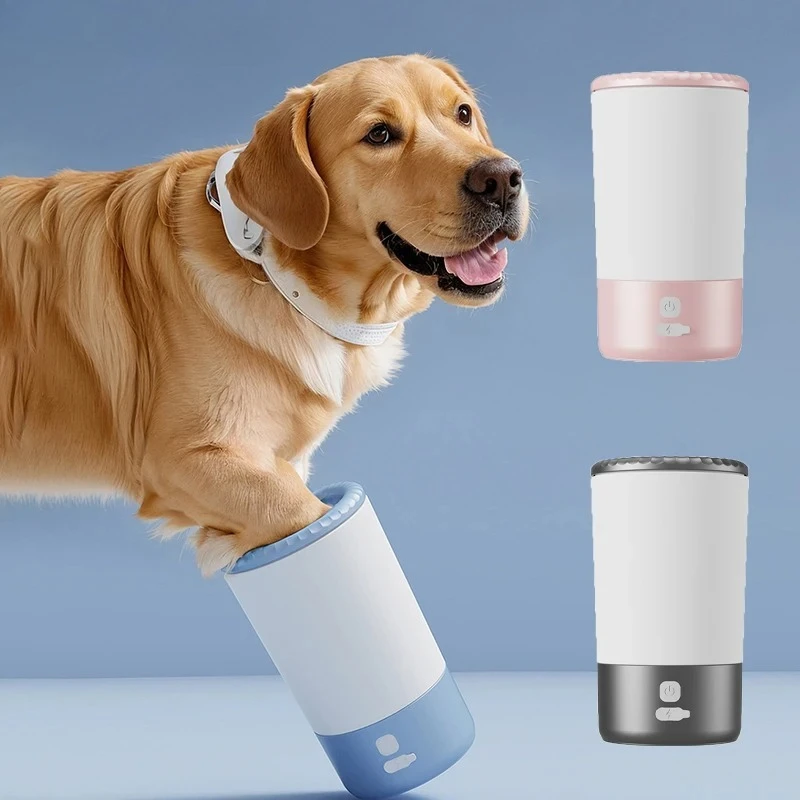 Lavador Eléctrico Patas para Perros, Limpiador Automático Patas de Perro, Copa Limpiadora Patas Mascotas Suave y Cóm