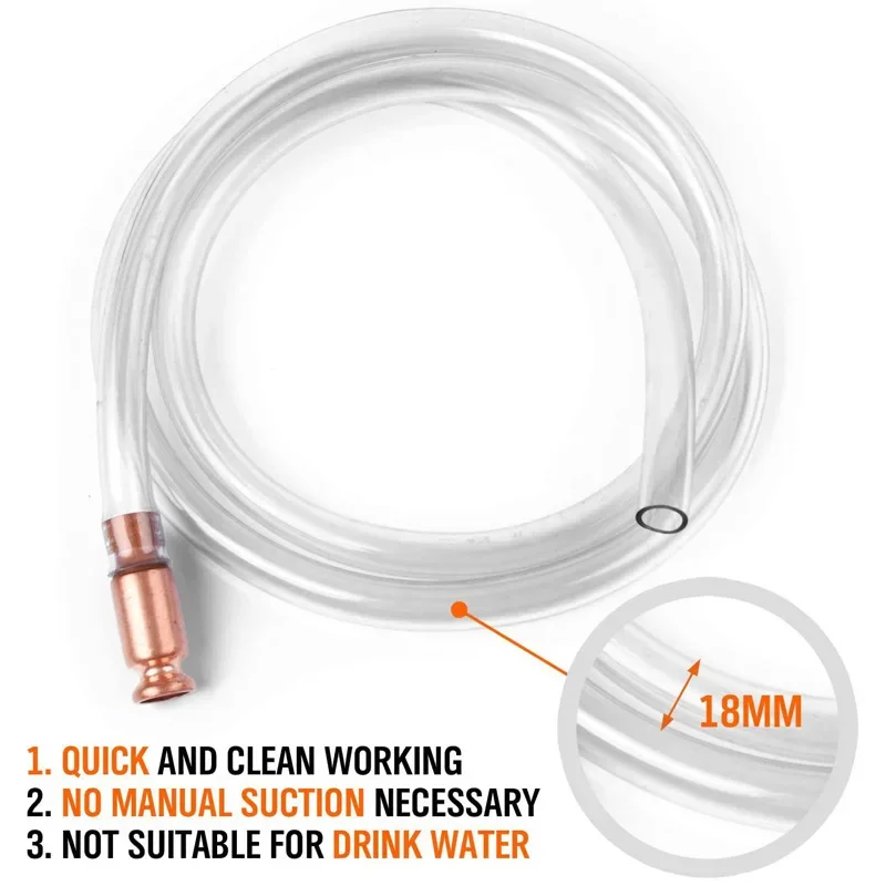 1/1.5/1.8/2.5M Manual Suction Pipe Gas Siphon Pump Gasoline Fuel Water Safety Self Priming Hose Transparent Plumbing Hoses