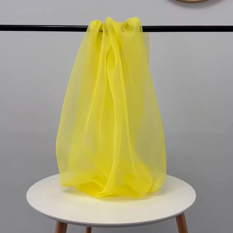 5 m/Lot Organza-Stoff mit hoher Dichte für Hochzeitskleider, Seidenimitat-Stoff, DIY handgefertigte Accessoires, transparentes Garn – Detail 12