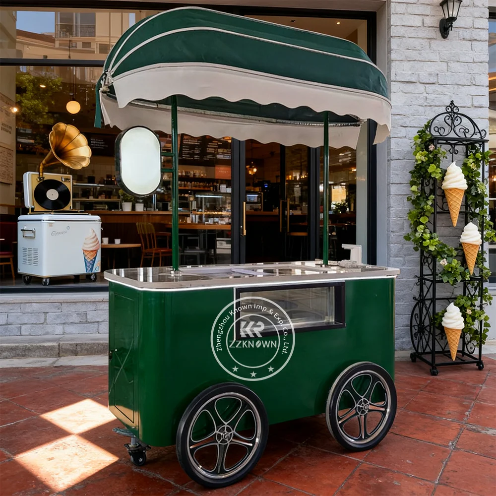 

Food Cart Ice Cream Freezer Cabinet Mobile Food Cart Street Food Cart Ice Cream Kiosk Food Trolley Cart Outdoor