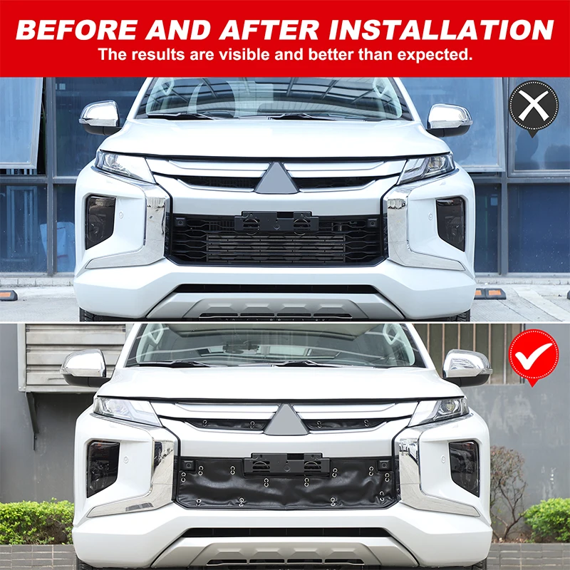 

1Pcs leather black For Mitsubishi L200 Triton 2019-2023 car front engine grille antifreeze cover car protection accessories